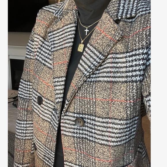 Classic Plaid Print Button Pockets Coat Jacket - Picture 8 of 12